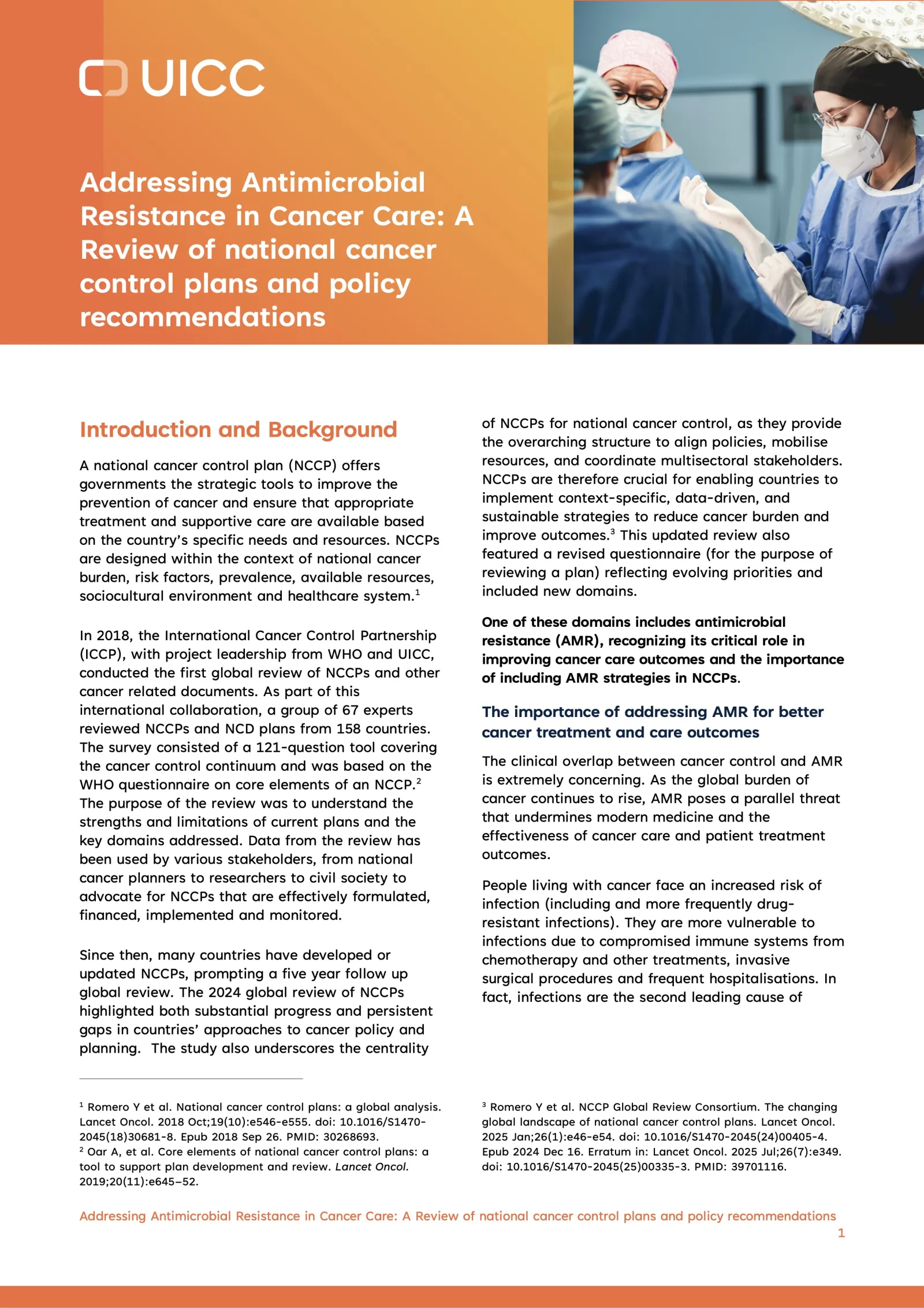Addressing Antimicrobial Resistance in Cancer Care: A Review of national cancer control plans and policy recommendations